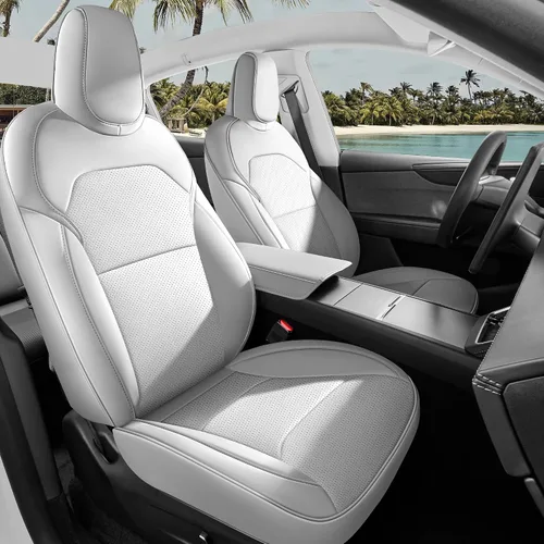 Vista 23 de Funda de asiento para modelo 3 2017 2018 2019 2020 2021 2022 2023, funda de asiento personalizada para Tesla Model 3, compatible con bolsa de aire