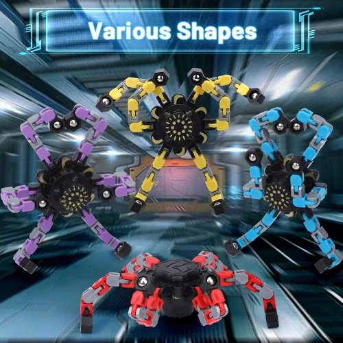 Vista 7 de 8 piezas de juguetes Fidget Spinner transformables para niños y adultos, robot transformable de cadena, spinner, juguetes giratorios de punta