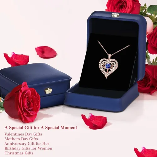 Vista 7 de Iefil Regalos de árbol de la vida para mujer, plata de ley 925, collar de piedra natal del árbol de la vida, regalo de aniversario, día de San