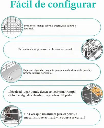 Vista 5 de Trampa de jaula para animales vivos, 37 "x 13" x 14.5" trampa para gatos
