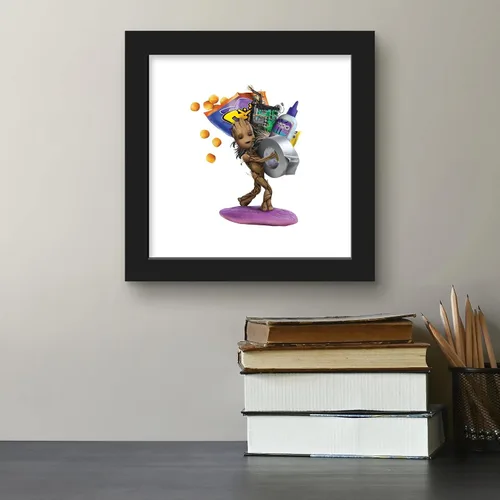 Vista 4 de Trends International Gallery Pops Marvel I Am Groot - Póster de pared de Baby Groot Snacks, 12.00 x 12.00 pulgadas, versión de marco negro