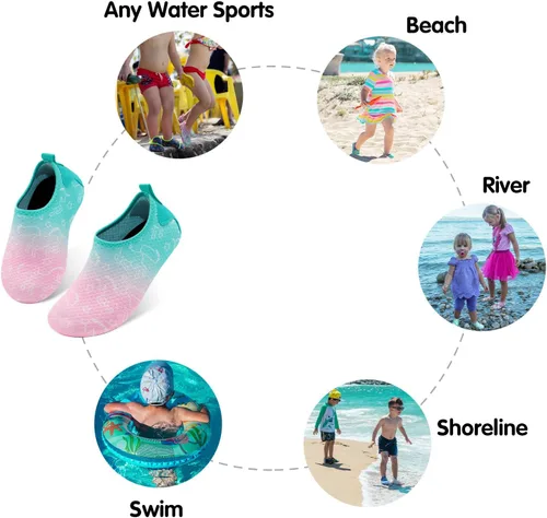 Vista 6 de Centipede Demon Zapatos de agua para niños y niñas, secado rápido, calcetines acuáticos para deportes, playa, natación, surf