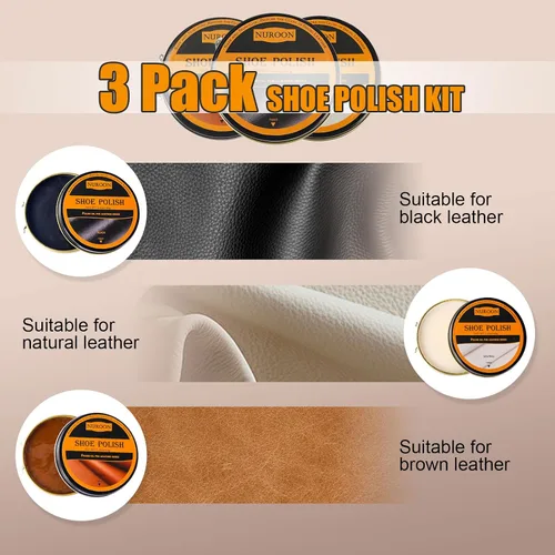 Vista 5 de 9Pcs Shoe Polish Kit, Brown White Black Shoe Wax for Leather Boots Shine