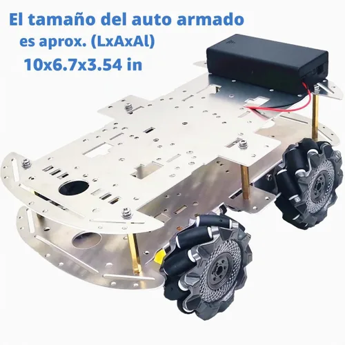 Vista 8 de Kit de coche de rueda mecánica DIY con chasis de metal y motor TT Robot inteligente 4WD Kit de programación de coche omnidireccional con codificador