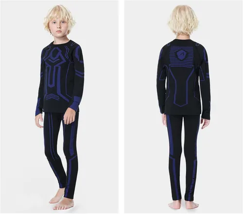 Vista 5 de MeetHoo Conjunto de ropa interior térmica para niños capa base de pantalones largos con forro polar para niños