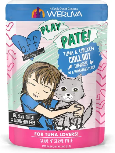 Vista 14 de Weruva B.F.F. PLAY - Best Feline Friend Paté Lovers, Aw Yeah!, Beef & Atún Ta Da! con carne de res y atún, bolsa de 3 onzas (paquete de 12)