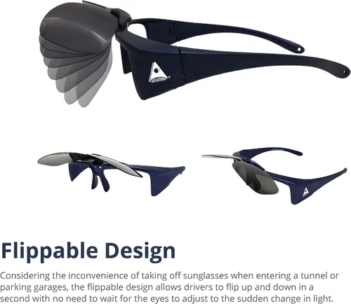 Vista 3 de Lentes de sol de conducción 100% con protección UV400, multifuncionales, polarizados únicos, lentes de sol abatibles con lentes