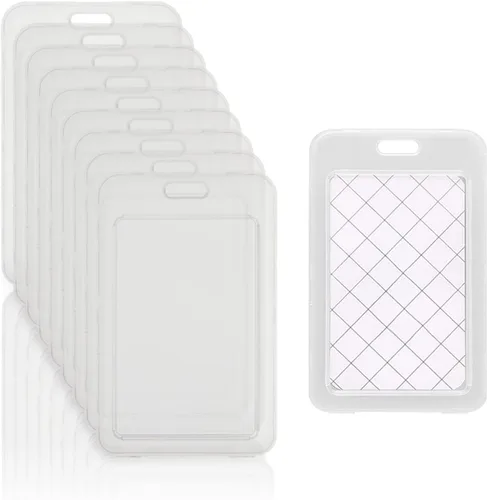 Vista 8 de 20 portatarjetas de identificación verticales transparentes para identificación con nombre, resistente, transparente, de doble cara, rígido, rígido