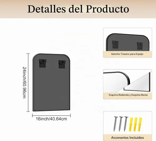Vista 8 de COFENY Espejo de baño, espejo rectangular negro de 16 x 24 pulgadas para montar en la pared con marco delgado, espejos de tocador de baño para sobre