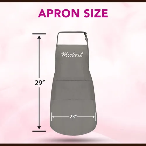 Vista 7 de Delantales personalizados para hombres y mujeres Delantal personalizado con nombre bordado y bolsillos para cocina, pintura, manualidades, salón