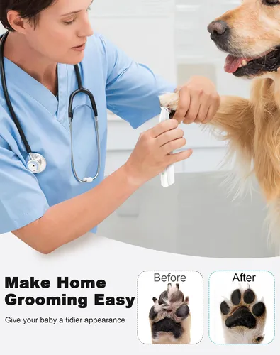 Vista 8 de Cortadora de patas de perro para aseo, cortadora de perros recargable inalámbrica con hoja ensanchada, afeitadora eléctrica de precisión de bajo