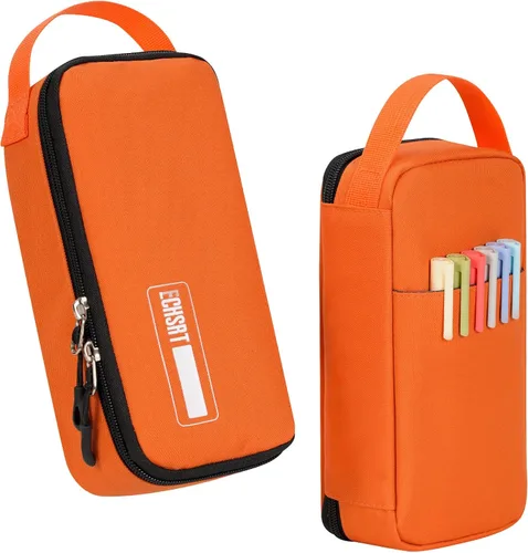 Vista 8 de ECHSRT Estuche grande para lápices, estético, portátil, con cremallera, bolsillo oculto, bolsa especial para hombres, mujeres y adultos, organizador