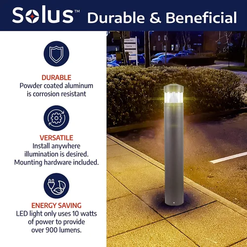 Vista 3 de Solus C200BC-L10C-BZ-2PK - Luz LED para paisaje, bolardo montado en superficie exterior, 120-277V 10W 4000K, 39 pulgadas de altura, bronce, paquete