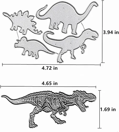 Vista 2 de 5 piezas de metal troquelados de dinosaurio de Pascua, troqueles de animales de dragón, plantillas de molde de plantillas para manualidades
