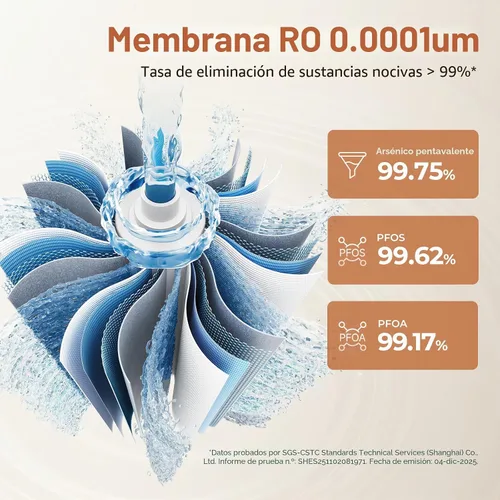 Vista 5 de VIOMI Filtración pura del agua de la ósmosis inversa sin tanque del tanque Filtro RO de 2 años, certificado NSF/ANSI 42, 53, 58 y 372, reduce