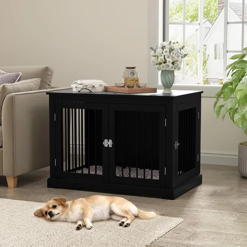 Vista 11 de PUPETPO Jaula para Perros Estilo Mueble con Cojín, Perrera para Perros Mediana, Jaulas para Mascotas, Jaula para Perros para Perros Pequeños y Blanco