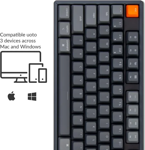 Vista 4 de Keychron K10 - Teclado mecánico para juegos con cable Bluetooth inalámbrico y USB de 104 teclas para Mac con interruptor Gateron G Pro marrón