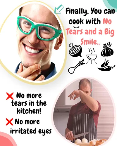 Vista 3 de Gafas para cebolla - Lentes de cocina para picar, cortar y cocinar, antivaho y antiarañazos