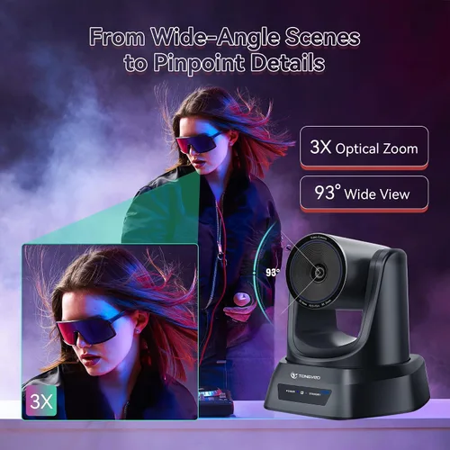 Vista 5 de TONGVEO Cámara PTZ 4K UHD AI Seguimiento automático Zoom óptico 3X HDMI/USB3.0 Cámara de videoconferencia para adoración a la iglesia Transmisión