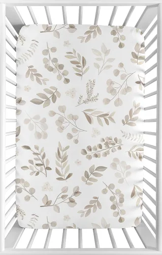 Vista 8 de Sweet Jojo Designs Sábana bajera para cuna de bebé 100% algodón (hojas florales bohemias) para niñas y niños, guardería infantil, habitación