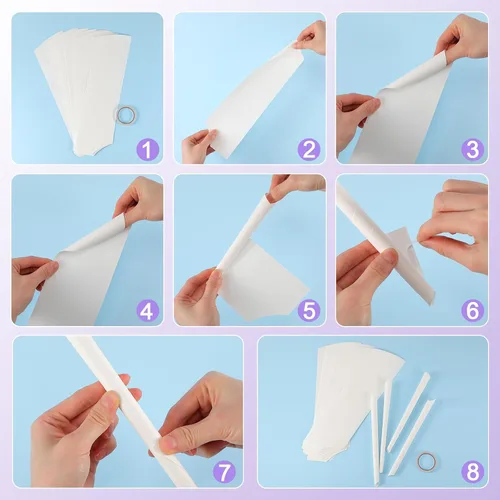 Vista 4 de Paquete de 100 conos de papel de algodón de azúcar, palitos de papel kraft para hilo dental, golosinas de carnaval, suministros de fabricación