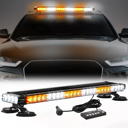 Vista 11 de WINECO - Barra de luces estroboscópicas LED ámbar de 29.5" para techo, doble cara intermitente, luz de emergencia, señal de peligro, advertencia