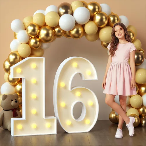 Vista 13 de imprsv Letras con luz para marquesina, letras de mosaico de 3 pies de alto con luz para decoración de baby shower, graduación, grandes