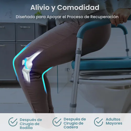 Vista 6 de PELEGON Asiento de inodoro elevado con asas (400 libras) – Silla de inodoro de altura y ancho ajustable con brazos, elevador de inodoro con asas