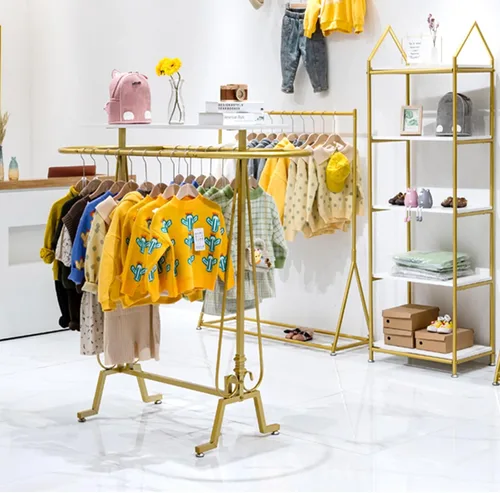 Vista 5 de Perchero redondo para ropa de pie comercial, estante para colgar ropa de hierro ovalado, para colgar ropa de dormitorio, exhibición de boutiques