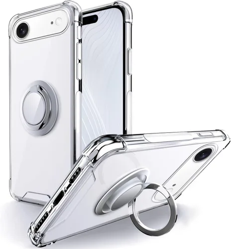 Vista 14 de Silverback Funda transparente diseñada para iPhone 15 con soporte de anillo, protección que absorbe los golpes, a prueba de golpes, funda