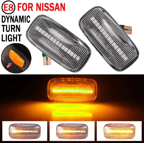 Vista 4 de Para Nissan Skyline R34 Almera N15 N16 Pulsar Maxima QX Sunny G10 Primera P11 P12 - Marcador lateral dinámico LED para coche (transparente)