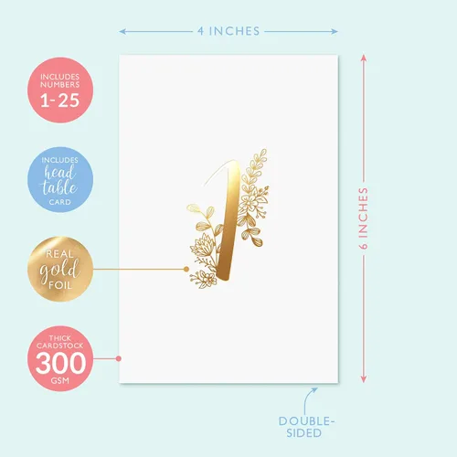 Vista 2 de Sweetzer & Orange - Números de mesa dorados para bodas – 1 a 25 elegantes tarjetas de mesa para bodas, bar mitzvah, decoraciones de quinceañera