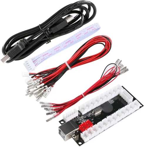 Vista 3 de Qenker Juego de arcade LED para 2 jugadores, kit de bricolaje para PC USB MAME y Raspberry Pi - 2 joysticks, 20 botones LED, 2 codificadores