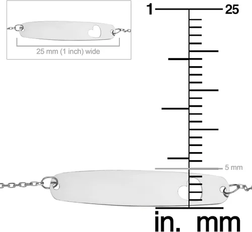 Vista 3 de Pulsera de identificación de bebé de oro amarillo o blanco de 14 quilates con diseño de corazón recortado (se ajusta a 5.5 o 6.5 pulgadas)