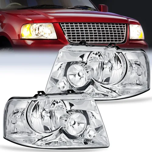 Vista 21 de Nilight - Conjunto de faros delanteros compatible con Ford F-150 Expedition 1997 1998 1999 2000 2001 2002 2003, carcasa negra, reflector ámbar