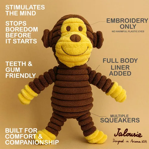 Vista 4 de Jalousie Paquete surtido de juguetes de peluche para cachorros y mascotas, juguete chirriante para perros medianos y grandes