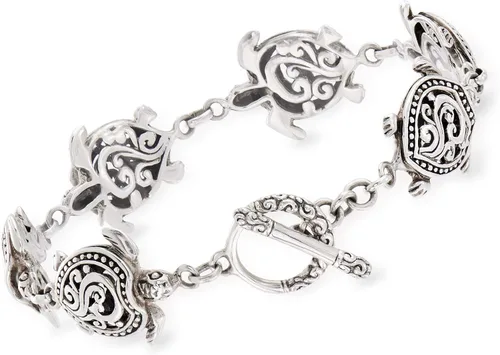 Vista 3 de Ross-Simons Sterling Silver Bali-Style Turtle Bracelet