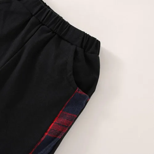 Vista 9 de Ropa para bebés y niños pequeños, conjuntos de otoño e invierno, con botones, camisa a cuadros con capucha y pantalones