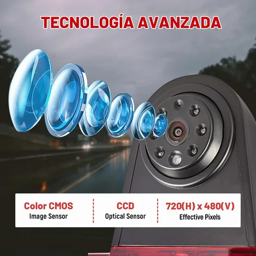 Vista 6 de RED WOLF Carcasa de 3ª lámpara de freno con soporte de techo para cámara de respaldo para Mercedes-Benz Sprinter, Dodge Sprinter, VW Crafter Vans