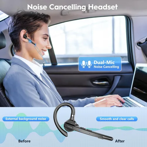 Vista 5 de Auricular Bluetooth 72H Trabajo Auricular Inalámbrico De Un Oído Para Todo negro