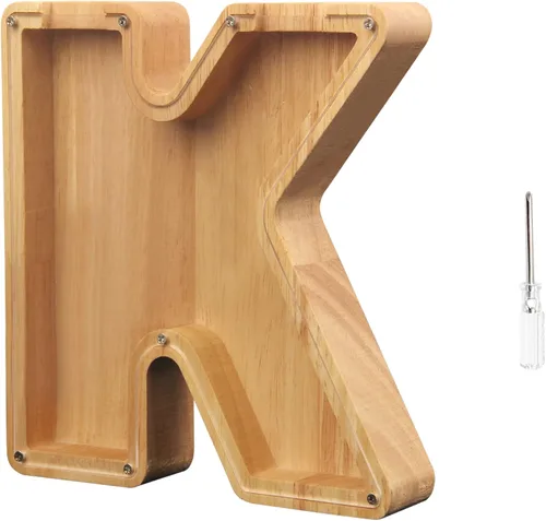 Vista 9 de TAONE Alcancía personalizada para niños, con grabado láser y letras de madera personalizadas