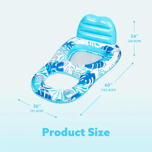 Vista 6 de Sloosh Flotadores inflables para piscina, tumbona para adultos, flotador de piscina flotante, silla reclinable flotante con portavasos y reposapiés