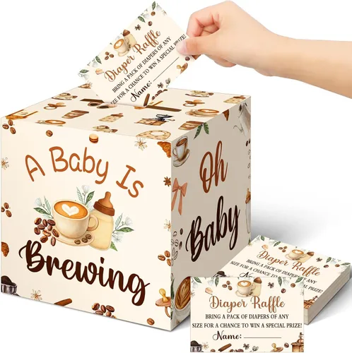 Vista 63 de Teling 51 boletos para rifas de pañales con caja de tarjetas, decoración de baby shower, caja de revelación de género para fiesta de rifas