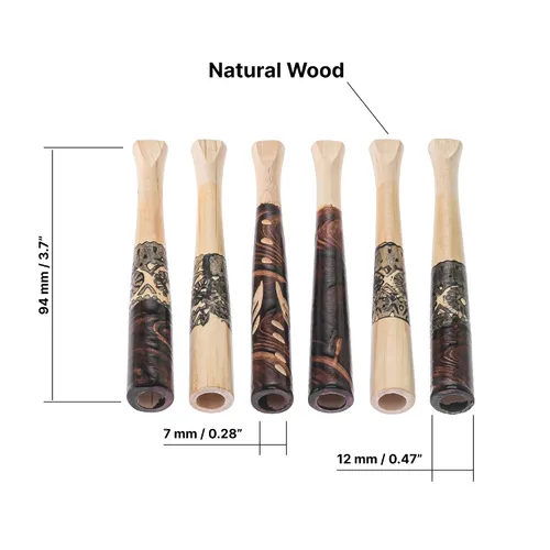 Vista 3 de Juego de 6 soportes de madera cortos para cigarrillos regulares, hechos a mano