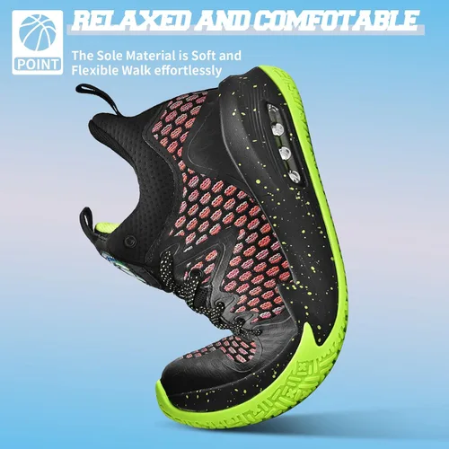 Vista 4 de ASHION Zapatos de baloncesto para hombre, tenis de baloncesto medios, antideslizantes, para entrenamiento con amortiguación al aire libre