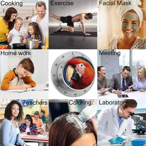 Vista 5 de Temporizadores mecánicos de cocina para cocinar, temporizador magnético de cuenta regresiva de 60 minutos con boca de animal, lindos temporizadores