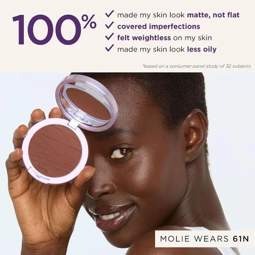 Vista 4 de tarte face tape polvo compacto – Polvo impermeable de cobertura media con ácido hialurónico, hongo de nieve y péptidos para suavizar y fijar