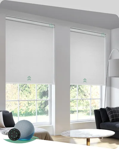 Vista 8 de Yoolax Persianas motorizadas con control remoto, persianas inteligentes opacas para ventanas interiores, cortinas automáticas compatibles con Alexa