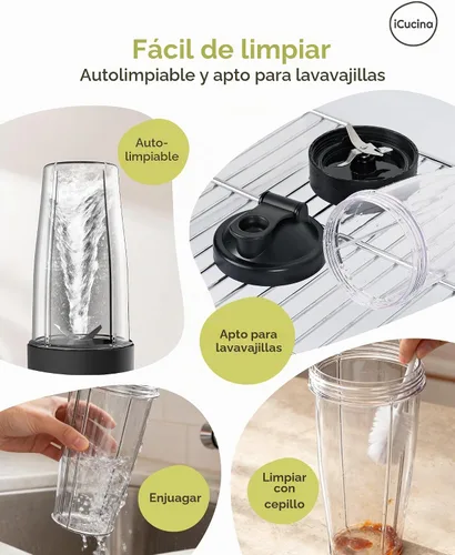 Vista 7 de ICUCINA - Vaso de licuadora de 28 onzas de repuesto con tapas para llevar, tazas para batidos de proteínas, vasos para batidos sin BPA (paquete de 2)