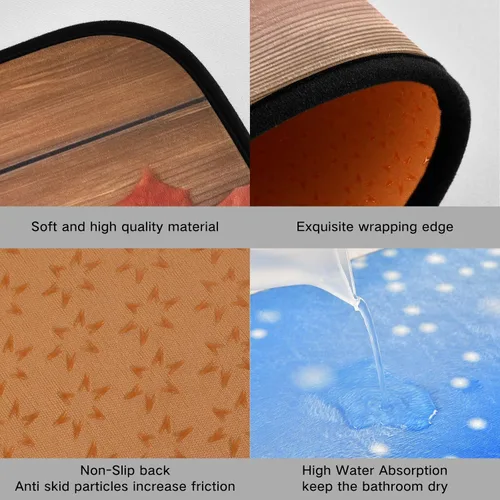Vista 4 de Kitchen Rugs 2 Piece Waterproof Non Slip Kitchen Mat Maple Leaves on Wood Kitchen Rug Set for Sink Office Kitchen Cafe, 19.7"x47.2"+19.7"x27.6